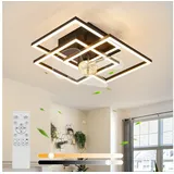 Nettlife Deckenventilator Beleuchtung Schwarz LED Deckenlampe 6 Stufen Fernbedienung leiser, Deckenventilator moder für Wohnzimmer, Esszimmer, Schlafzimmer schwarz
