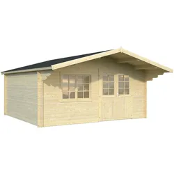 Gartenhaus PALMAKO "B_ritta", beige (naturbelassen), ohne Dacheindeckung, Holz, Gartenhäuser, 19,7 qm