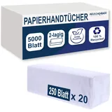 Reuschenbach Papierhandtücher 2-lagig, 100% Recycling, Zick-Zack-Falz, 5000 Blatt, 25x21 cm, braun, hygienische Falthandtücher aus Recyclingpapier