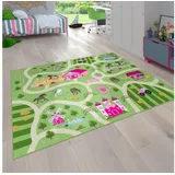 Paco Home Kinder-teppich Für Kinderzimmer, Spiel-teppich Mit Landschaft und Pferden, In Grün, cm