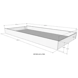 Vipack Bettschubkasten VIPACK "London", weiß, B:198cm H:17,5cm T:93,7cm, Holzwerkstoff, Schubladen, Bettschubkasten, mit Melamin-Oberfläche