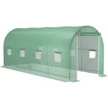 Outsunny Foliengewächshaus Tomatengewächshaus mit Fenster 500x200x210cm Folientunnel in Grün für Garten & Pflanzenzucht Aosom.de