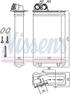 Nissens Wärmetauscher, Innenraumheizung [Hersteller-Nr. 71152] für Citroën