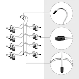 Songmics Hosenbügel platzsparend, Mehrfach-Rockbügel mit Clips, 3er Set - silber,