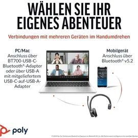 plt Poly Voyager 4310 UC Headset, Ein-Ohr-Bluetooth, Noise Cancelling, für PC/Mac/Mobiltelefon, kompatibel mit Teams, und Zoom – Schwarz