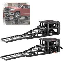Vevor Air tragbare Autohebebühnen 2 Stk. 5 t, max. Hubhöhe 32 cm, pneumatische Rampenheber mit Luftfederung & Radkeile & Verlängerungsrampen & erhöhte Säulen, für Limousinen SUVs Pickups