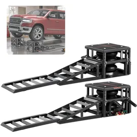 Vevor Air tragbare Autohebebühnen 2 Stk. 5 t, max. Hubhöhe 32 cm, pneumatische Rampenheber mit Luftfederung & Radkeile & Verlängerungsrampen & erhöhte Säulen, für Limousinen SUVs Pickups