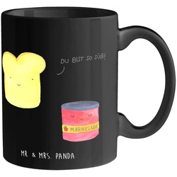 Mr. & Mrs. Panda Tasse Toast & Marmelade – Schwarz – Geschenk, Kaffeebecher, Kaffeetasse, Ta, Keramik Schwarz schwarz