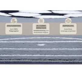 HANSE HOME "Estadio", grau (grau, schwarz), B:80cm H:8mm L:150cm, Polypropylen (PP), Teppiche, Teppich, Kinderteppich, Fußball, Kinderzimmer