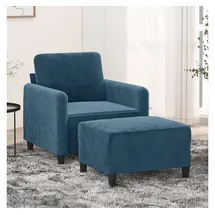 vidaXL Sessel mit Hocker Samt 60 x 60 x 60 cm Blau