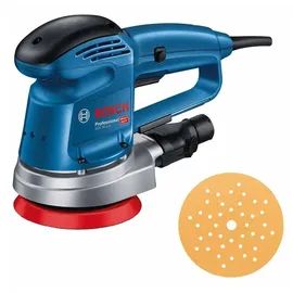 Bosch GEX 34-125 inkl. Schleifteller, 1 x Pap.staub-btl., 1 x Absaugad.