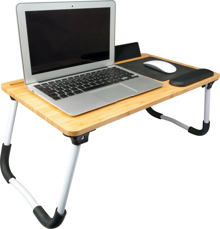 Schwaiger Laptoptisch 659924 (Laptop Tisch, Laptops bis max. 16 Zoll), integriertes Mauspad, mit Smartphone-Halterung braun