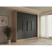 A&J MöbelLand Drehtürenschrank KLARI 200 x 215 x 59,5 cm Silberfarben