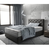 DeLife Boxspringbett Dream-Great 120x200 cm Mikrofaser Anthrazit Vintage mit TFK Matratze und Visco Topper, Boxspringbetten