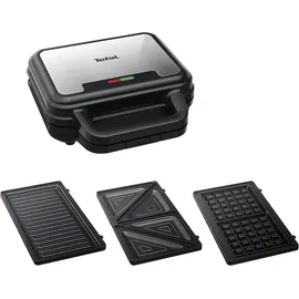 Tefal Ultracompact 3-in-1 Sandwich-Waffel-Panini Kombigerät, 700 W, schwarz