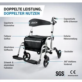 Antar Aluminium Rollator AT51005 2in1 schwarz