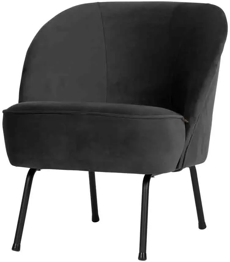 Sessel Vogue aus Samt, modern und gepolstert, Schwarz, elegantes Design für dein Zuhause