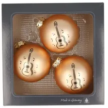MUSIKBOUTIQUE Weihnachtsbaumkugel 3er-Set Weihnachtskugeln mit Konzertgitarre-Druck, verschiedene