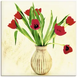 Leinwandbild ARTLAND "Rote Tulpen", braun (farbe bild(er): braun), B:70cm H:70cm, Canvas, Leinwand, Bilder, auf Keilrahmen gespannt