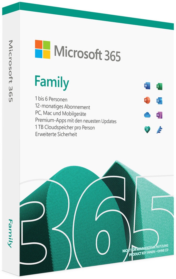 Preisvergleich Produktbild Microsoft Office 365 Family | PC/MAC/Mobilgeräte | Vollversion