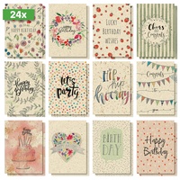 Sigel DS702 Geburtstags-Postkarten-Set, "Happy Grassy Birthday", A6, 12 unterschiedliche