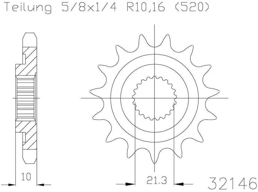 ESJOT Kettingpinion, 14 tanden