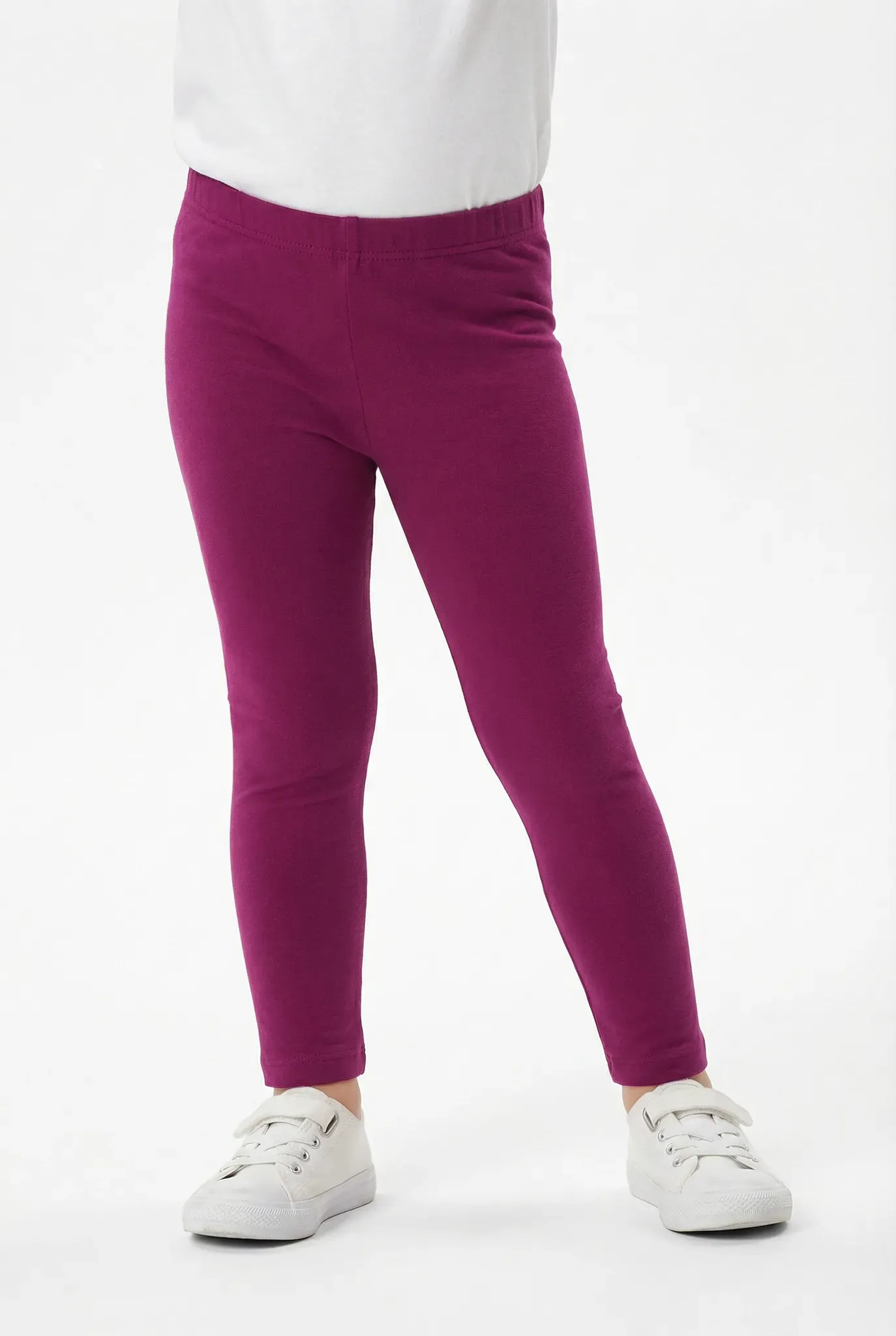 Leggings HAPPY GIRLS, Mädchen, Gr. 122, N-Gr, lila (berry), Jersey, Obermaterial: 95% Baumwolle, 5% Elasthan, unifarben, skinny fit knöchellang, Hosen Leggings, in Basic-Form