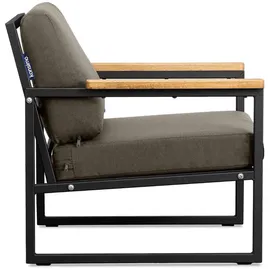Konsimo Konsimo® Gartensessel, Schwarz, Beige, Metall, Textil, Holz, 70x65x60 cm, Hergestellt in Europa, Loungemöbel, Lounge-Sessel