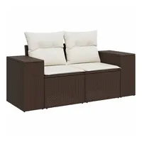 vidaXL Gartensofa mit Kissen 2-Sitzer Braun Poly Rattan