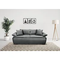 Home affaire Schlafsofa Romeo, B: 224 cm, Liegefl. 152x200 cm, Bettfunktion, Bettkasten, Armteilverstellung & 2 Zierkissen, Boxspring schwarz