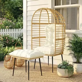 Outsunny Eiersessel Gartensessel 65 x 76 x 147 cm beige 1 St.