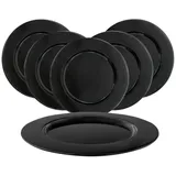 Spetebo Aluminium Dekotablett 33 cm schwarz - 6er Set - Kerzenteller Deko Schale Servier Teller Geschenk Tablett