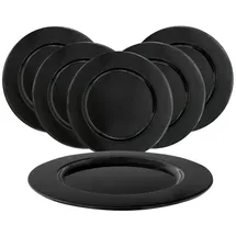 Spetebo Aluminium Dekotablett 33 cm schwarz - 6er Set - Kerzenteller Deko Schale Servier Teller Geschenk Tablett