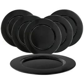 Spetebo Aluminium Dekotablett 33 cm schwarz - 6er Set - Kerzenteller Deko Schale Servier Teller Geschenk Tablett