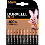 Duracell Batterie Alkaline, Micro, AAA, LR03, 1.5V Plus, Extra Life, Retail Blister (20-Pack)