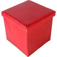 Echtwerk Hocker mit Stauraum Store Cube EW-SW-0415 rot Kunstleder