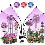 Pflanzenlampe LED, Pflanzenlicht 80 LEDs, Wachstumslampe für Pflanzen, 4000K Pflanzenleuchte, Grow Light mit 10 Helligkeit, 3 Lichtmodi, 4 Köpfe,Wachstumslampe mit automatischem ON/OFF 4/8/12H Timer