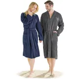 Chiemsee Bademantel Chiemsee Bademantel Venice für Damen und Herren, ideal für Sauna & Spa, Langform, Baumwolle, Kimono-Kragen, Gürtel, Logostickerei auf der Brust blau S | 115 cm