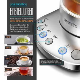 Arendo 1,7 l Edelstahl Silber