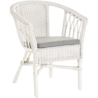 Stapelbarer Rattan-Sessel/Stuhl aus Natur-Rattan inkl.Polster in der Farbe Weiß
