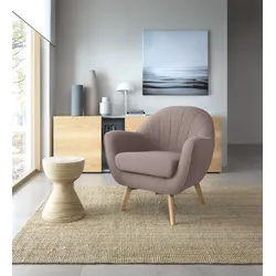 Sessel TRENDMANUFAKTUR "Fuelta, Loungesessel, organische Formensprache, bequem, Solitärsessel", lila (flieder), B:83cm H:85cm T:80cm, 92% Polyester, 8% Nylon, Sessel, mit auffälligem Nahtbild und schönen Füßen aus Holz