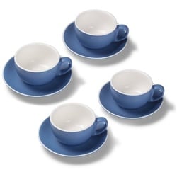 Terra Home Tasse Terra Home 4er Milchkaffeetassen-Set, Blau matt, Porzellan blau