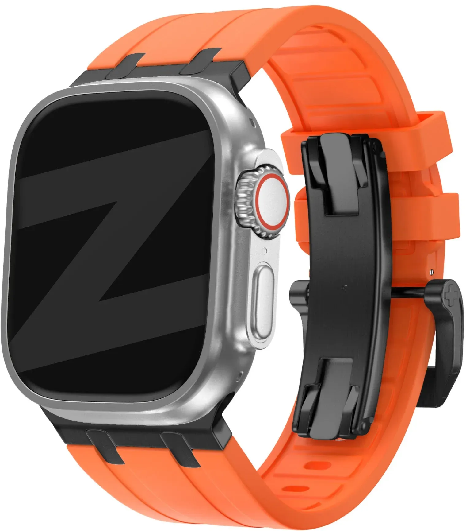 Bandz Apple Watch Ultra Armband Silikon für Apple Watch Ultra - Orange/schwarz - Schnallenverschluss