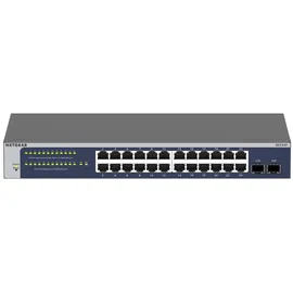 Netgear 24-Port Gigabit Ethernet Smart Switch (GS724T) Managed, optional mit Insight Cloud Management für 1 Jahr, mit 2 1G SFP, Desktop & Rack-Mount