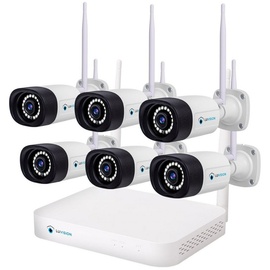 LuVision Dual WLAN Funk Video Überwachungssystem 10 Kanal Mini NVR 5MP Überwachungskamera Set Mikrofon Cloud 6 Kameras