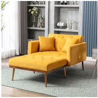 HAUSS SPOLE Sofa sessel mit schlaffunktion,verstellbare Schlafsofa wohnzimmer,gelb, Verstellbarer Ruhesessel mit 3 Positionen, Komfortable Polsterung, Armlehnen und Kissen gelb