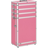 vidaXL Kosmetikkoffer mit 4 Etagen Schublade Beauty Case Schminkkoffer Friseurkoffer Schmuckkoffer Trolley Rollkoffer Make up Koffer Alu Rosa