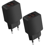 CREAPICO USB Stecker (2 Stücke), 5V2.1A 2-Port Ladegerät USB Netzteil, Ladeadapter für iPhone-, Samsung-, Huawei-, Xiaomi-Handys, Tablets, E-Books, Kopfhörer, Lautsprecher, Smartwatches - Schwarz