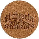 City Coaster Kork Untersetzer, Gravur, Rund 90mm, Deutsche Sprüche Glühwein (Glühwein ist Mein...)