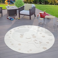 TT Home Kinderzimmer Outdoor Teppich Kinder Rund Spielteppich 3D Optik Mond Beige, Größe:Ø 160 cm Rund